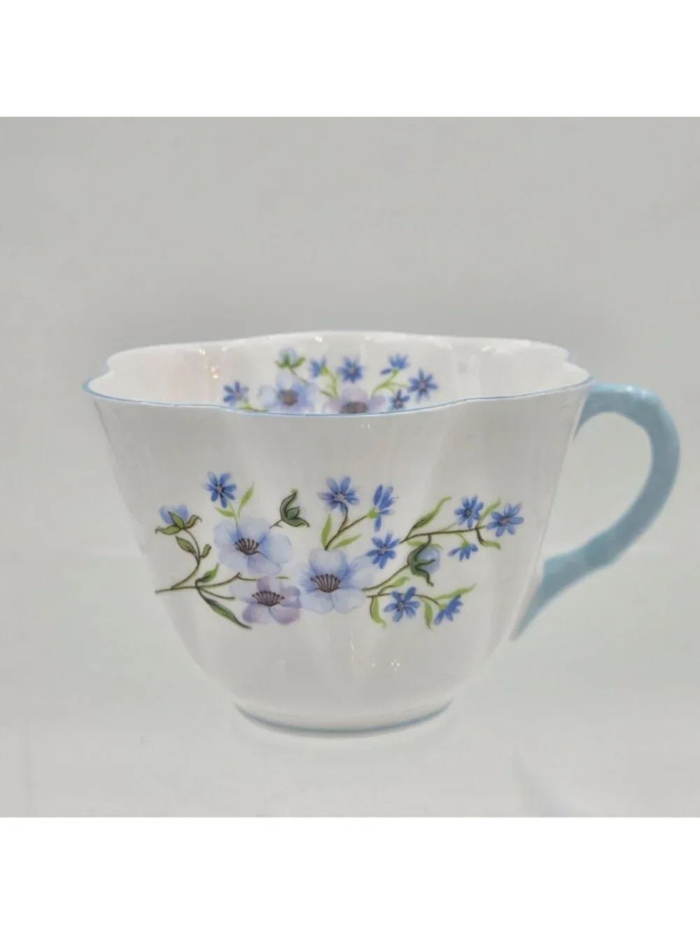 Shelley Blue Rock Dainty Set of 2 Flat Cup and Saucer Set Blue Trim Bone China - Picture 6 of 13